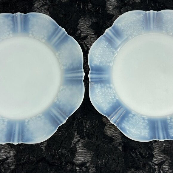 MacBeth Evans American Sweetheart Monax White 2 Salad Plates 8" Depression Glass - Picture 3 of 6